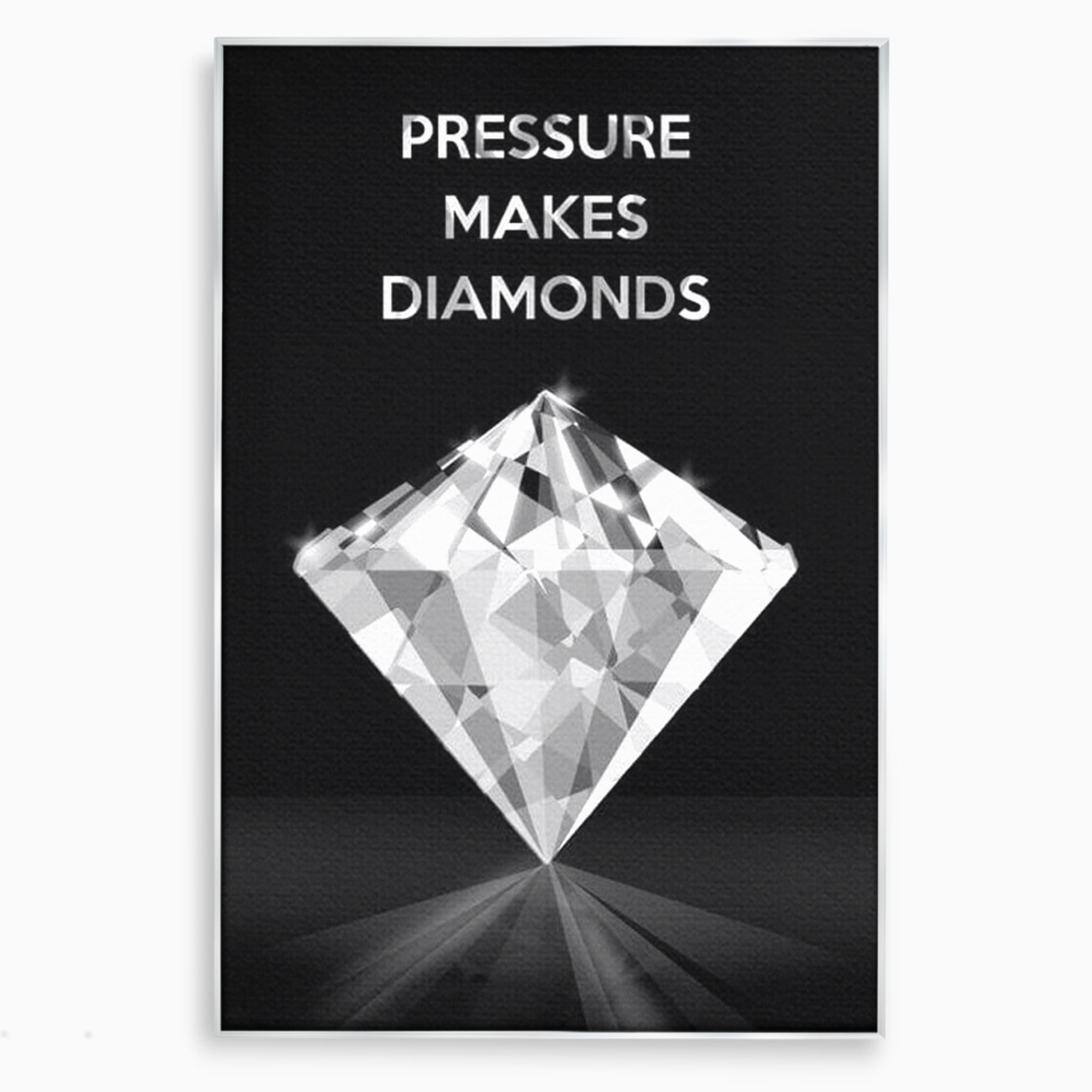 Tablou canvas cu tablou motivational cu diamant argintiu, in rama de aluminiu argintiu
